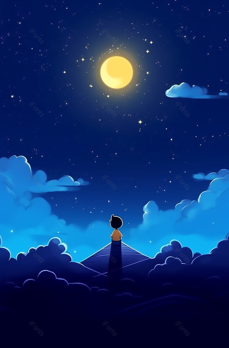 卡通儿童仰望星空插画背景,插画/手绘图,插画/手绘图库,插画/手绘图下载,插画/手绘